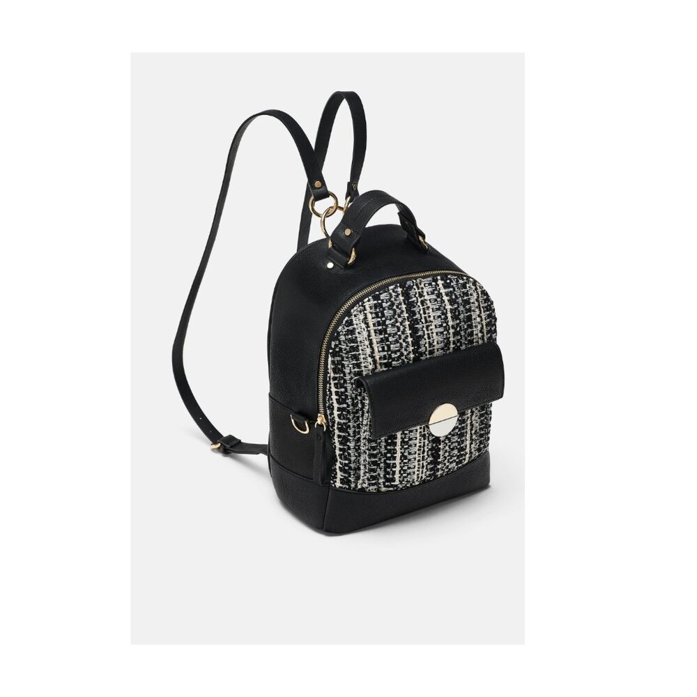 Zara Faux Leather and Tweed Backpack